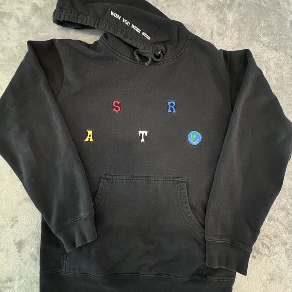 Travis Scott Astroworld Hoodie Staggered Front Back Graphic Utopia Pullover Med - Picture 3 of 5